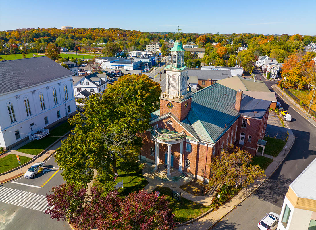 Woburn, MA - First Baptist Church in Woburn at 3 Winn Street in Historic Downtown Woburn, Massachusetts